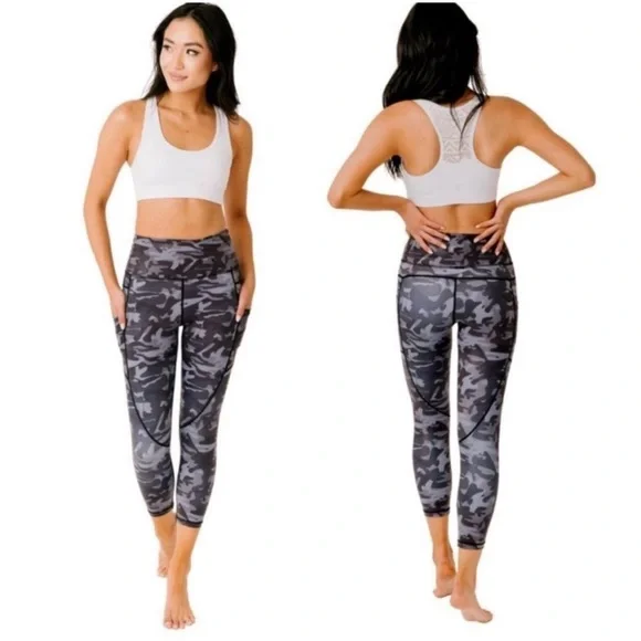 Zyia Active Camo Metallic Pocket Light n Tight Hi-Rise Leggings Size 4 - Picture 2 of 7